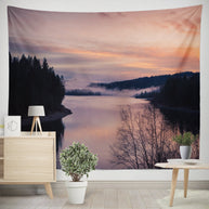 River Sunset Wall Tapestry Pacific Northwest Scenery -