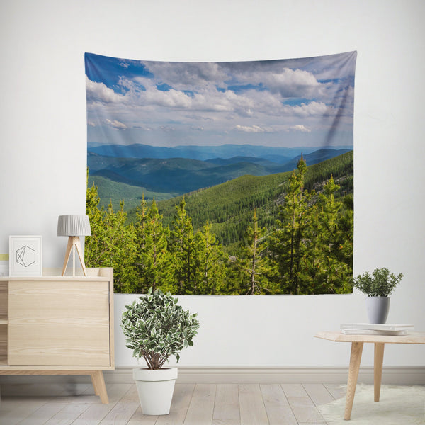 Green Forested Mountains Tapestry - Decorative Tapestries