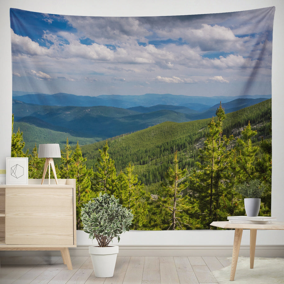 Green Forested Mountains Tapestry - Decorative Tapestries