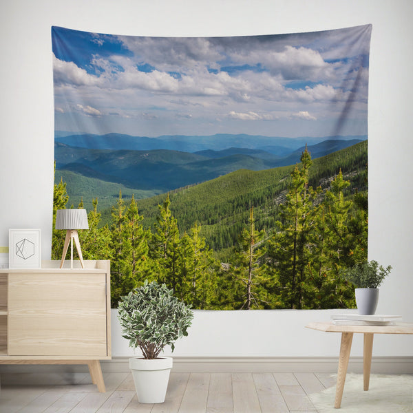 Green Forested Mountains Tapestry - Decorative Tapestries