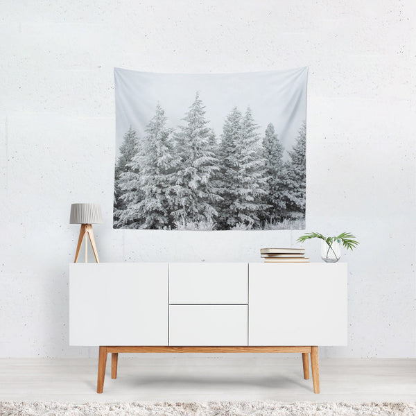 Winter Storm Forest Wall Tapestry Mountain Nature -