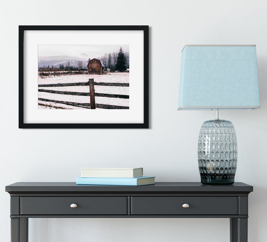 Winter Barn Rustic Photography Idaho Photo Print