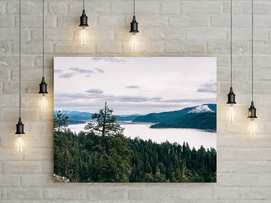 Scenic Lake Overlook Nature Photography Forest Mountain Wall