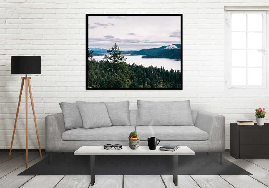Scenic Lake Overlook Nature Photography Forest Mountain Wall