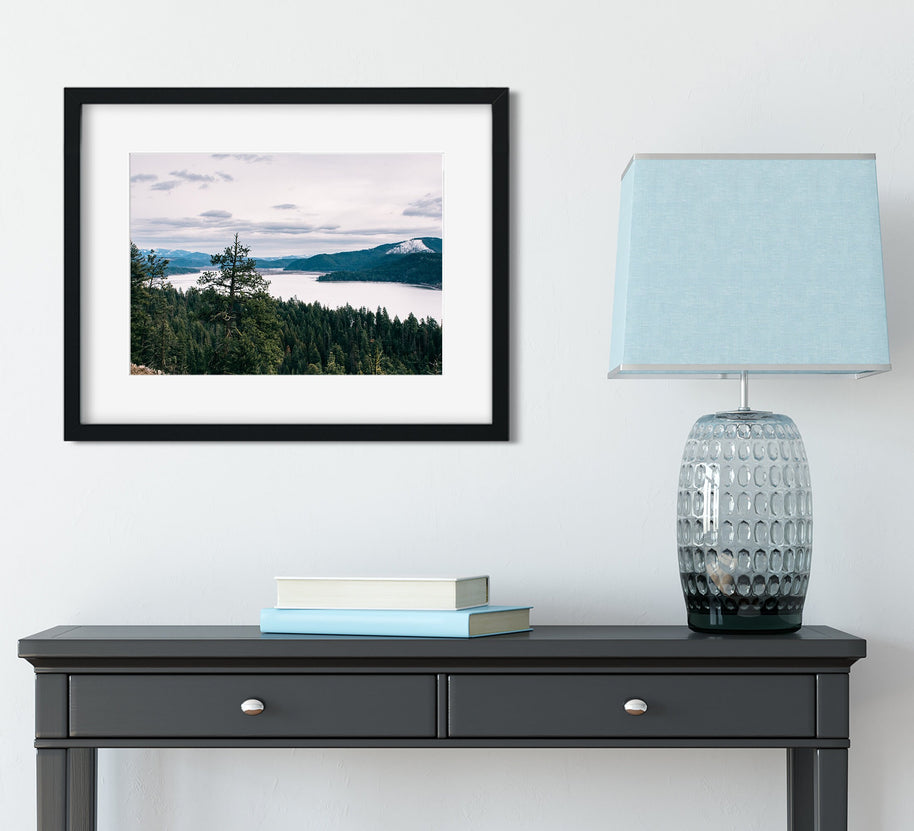 Scenic Lake Overlook Nature Photography Forest Mountain Wall