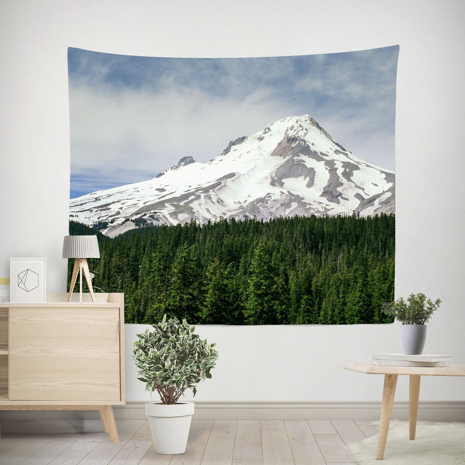 Snowy Mt Hood Oregon Wall Tapestry Mountain Peak -
