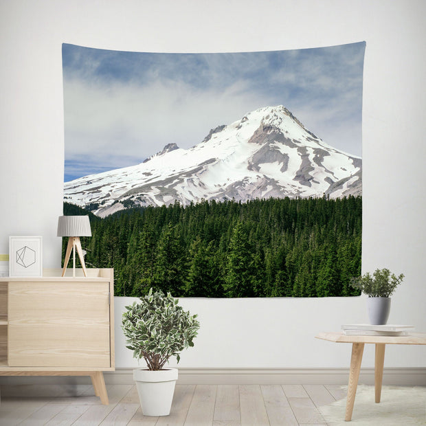 Snowy Mt Hood Oregon Wall Tapestry Mountain Peak -