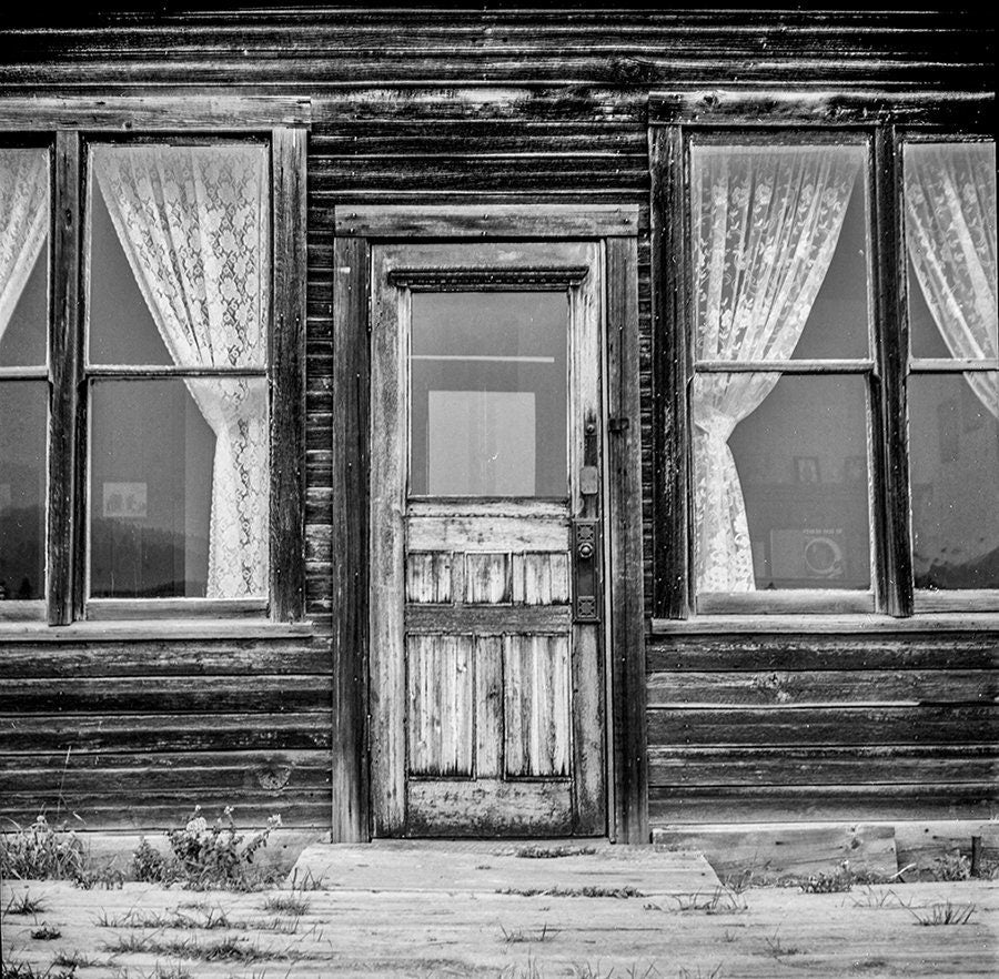 Ghost Town Door Photo Print Black and White Film Photography