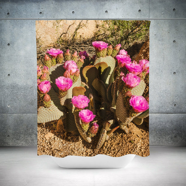 Pink Cactus Shower Curtain 71x74 inch Southwest Decor