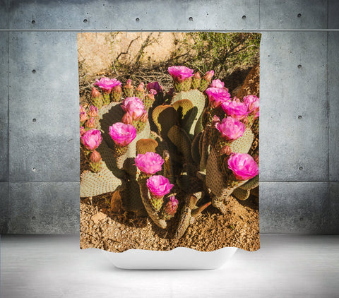 Pink Cactus Shower Curtain 71x74 inch Southwest Decor