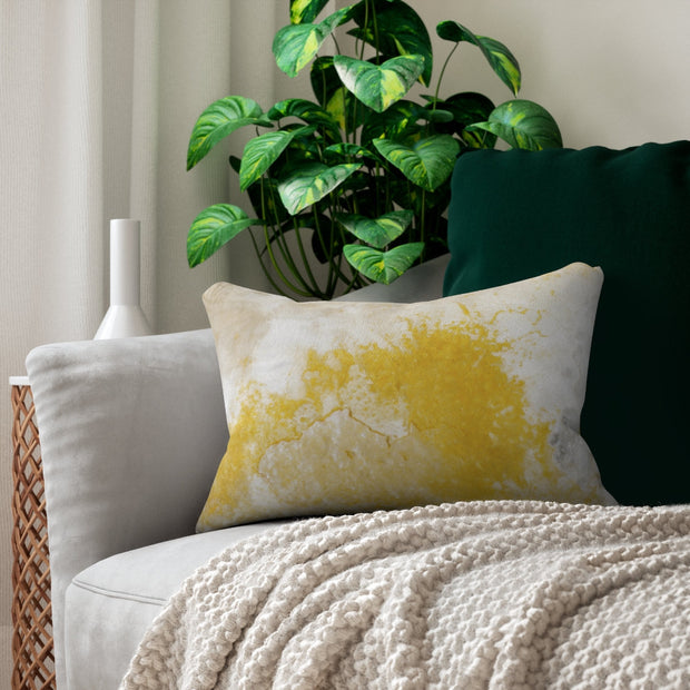 Modern Yellow White Lumbar Pillow Abstract Art Cover - Throw