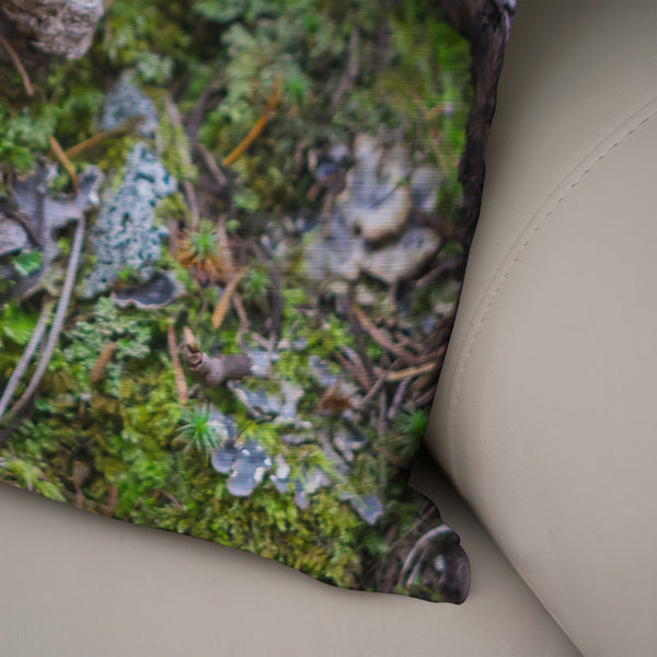 Tiny Fungi Family Throw Pillow Cover Woodland Scene -
