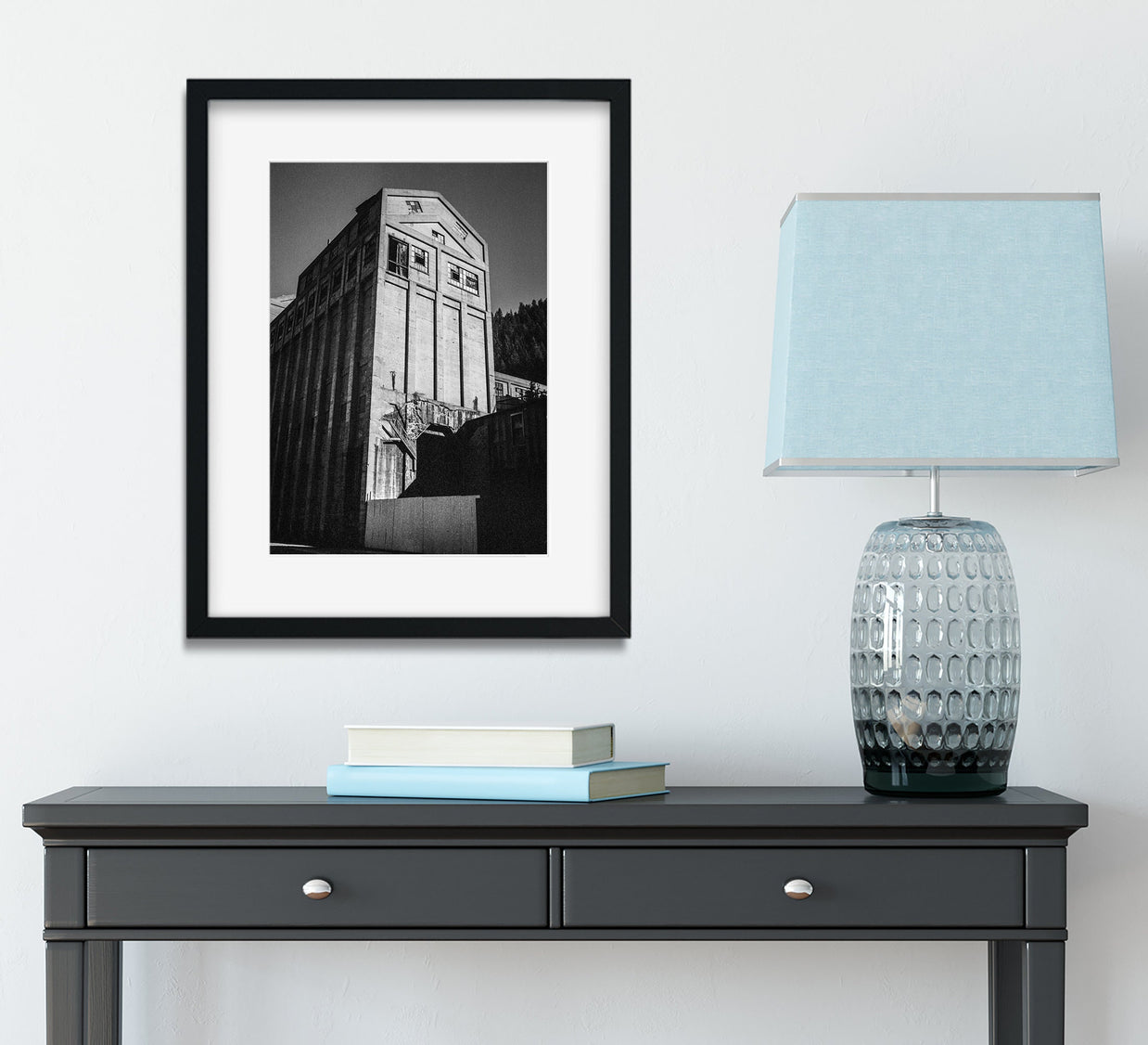 Abandoned Mining Facility Photo Print Black and White Film