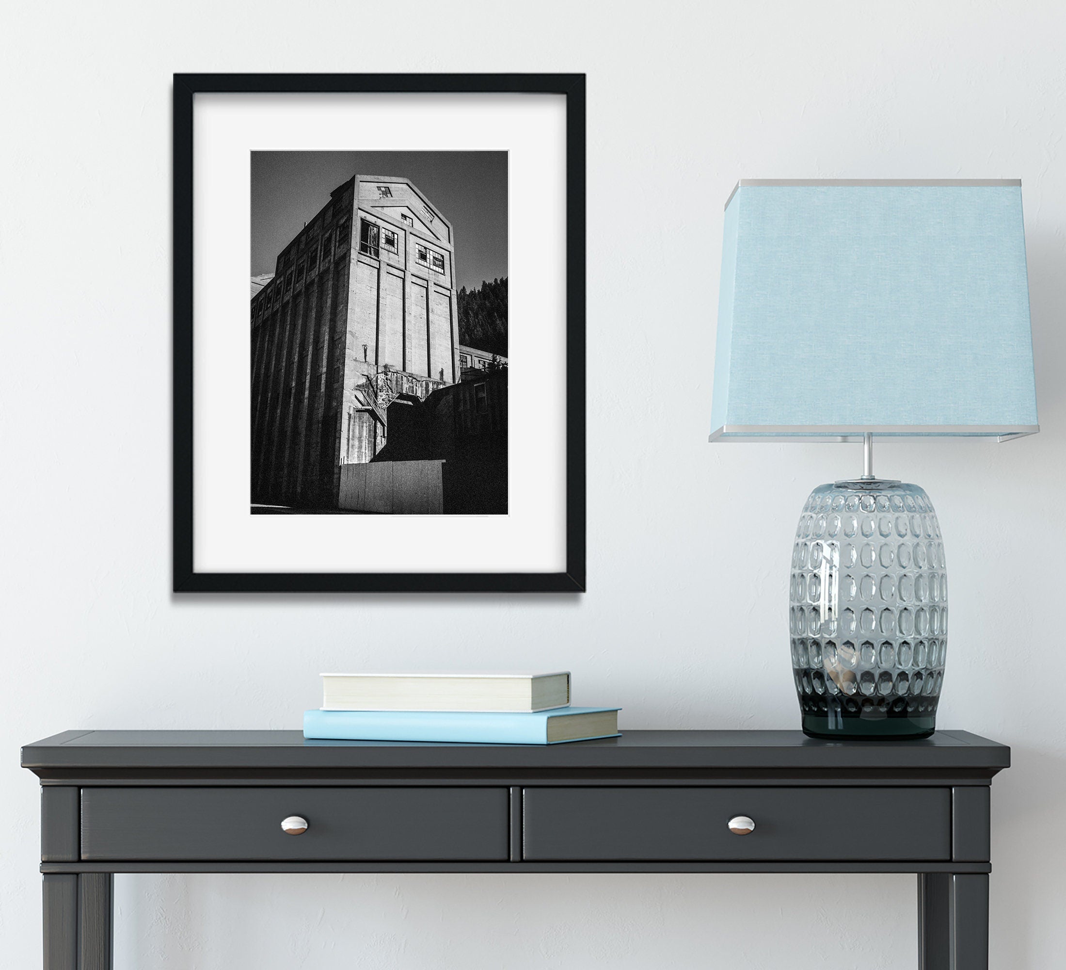 Abandoned Mining Facility Photo Print Black and White Film
