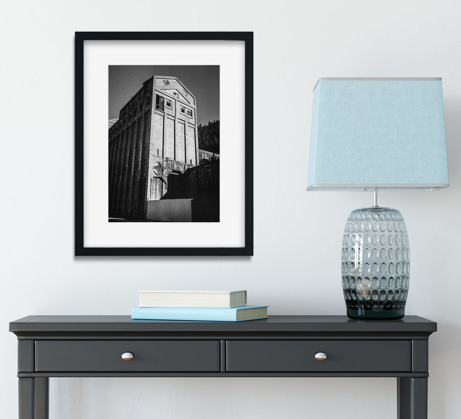 Abandoned Mining Facility Photo Print Black and White Film