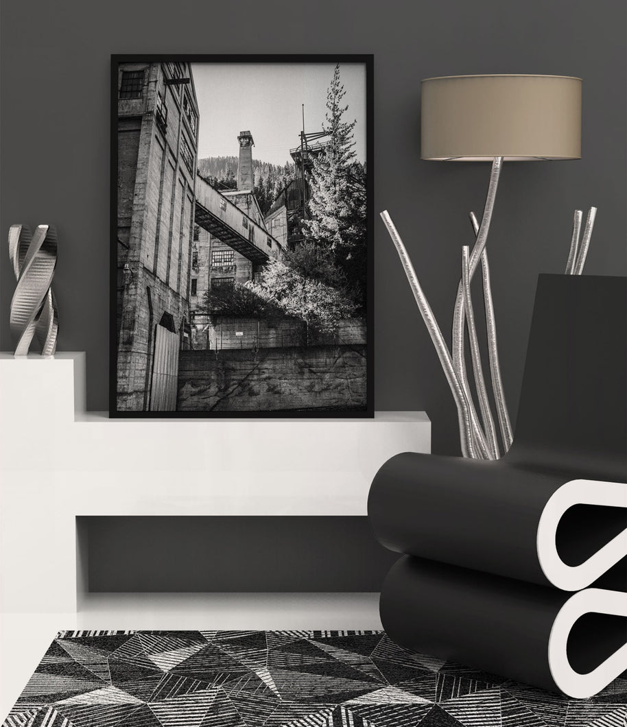 Ghost Town Photo Print Mining Facility Black and White Film