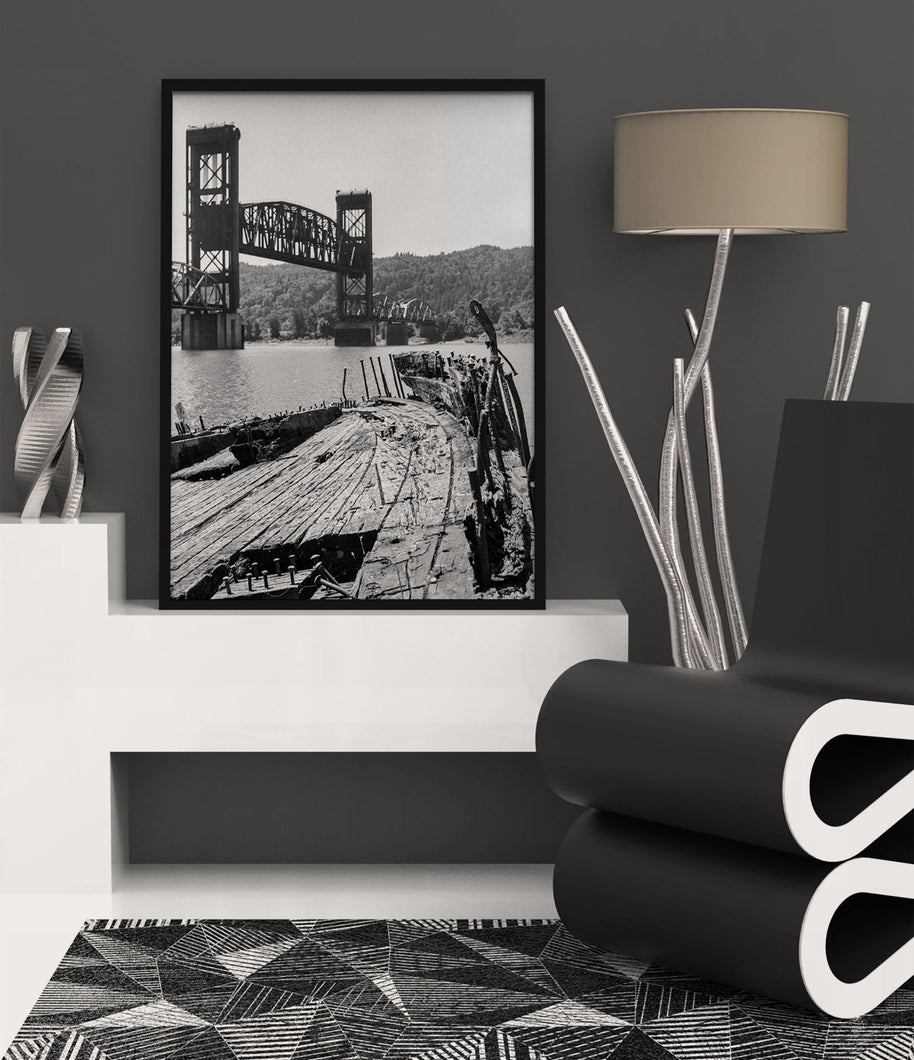 Shipwreck Portland Oregon Photo Print Black and White Film