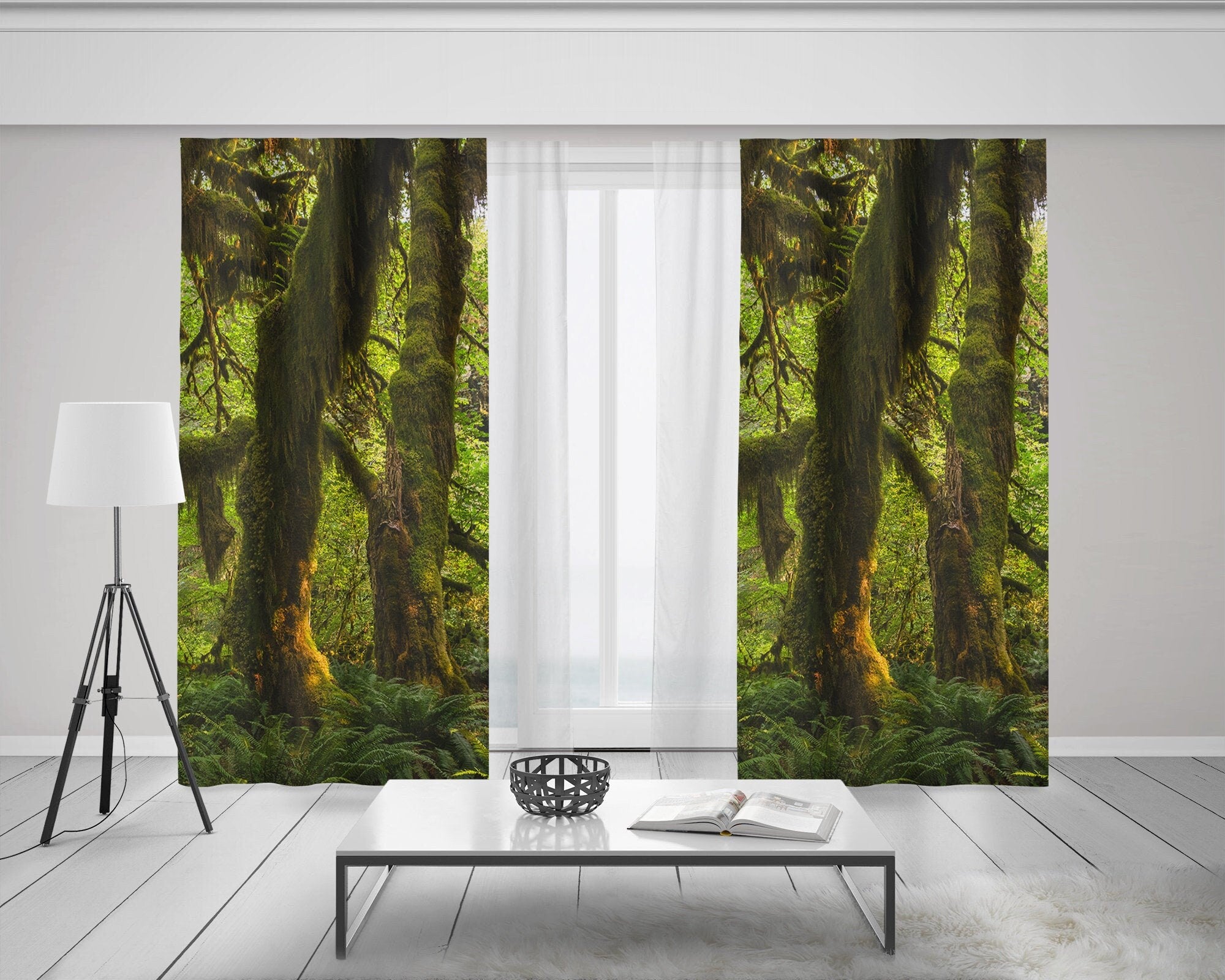Mossy Forest Window Curtains 50x84 Sheer or Blackout - &
