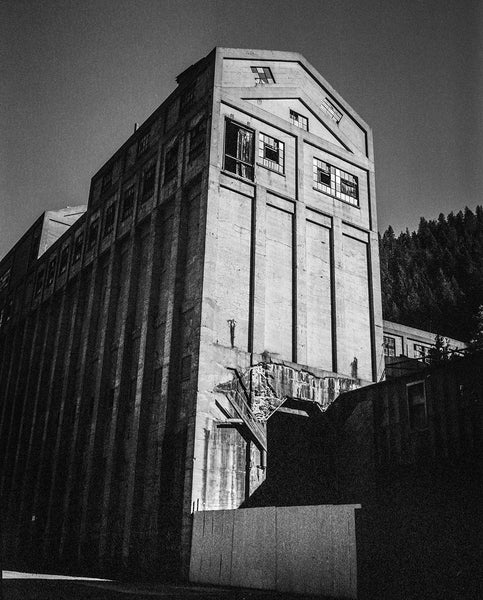 Abandoned Mining Facility Photo Print Black and White Film