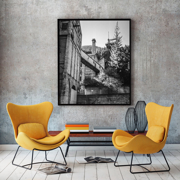 Ghost Town Photo Print Mining Facility Black and White Film