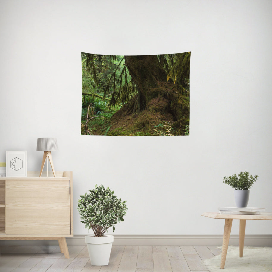 Mossy Tree and Roots Olympic National Park Wall Tapestry -