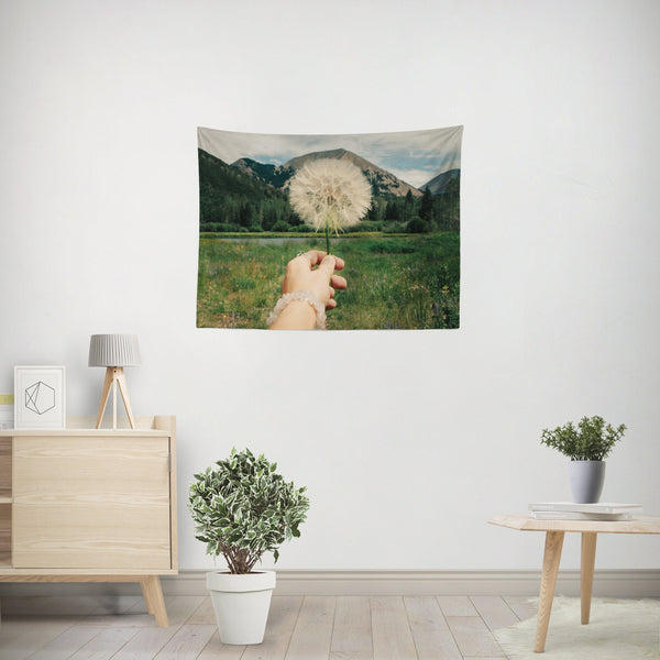 Blowing Wishes Mountain Wall Tapestry - 36x26 - Decorative