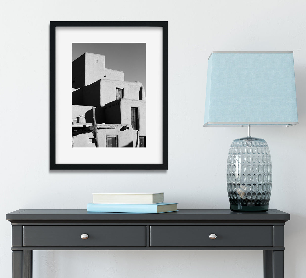 New Mexico Taos Pueblo Photo Print Southwest Black and White