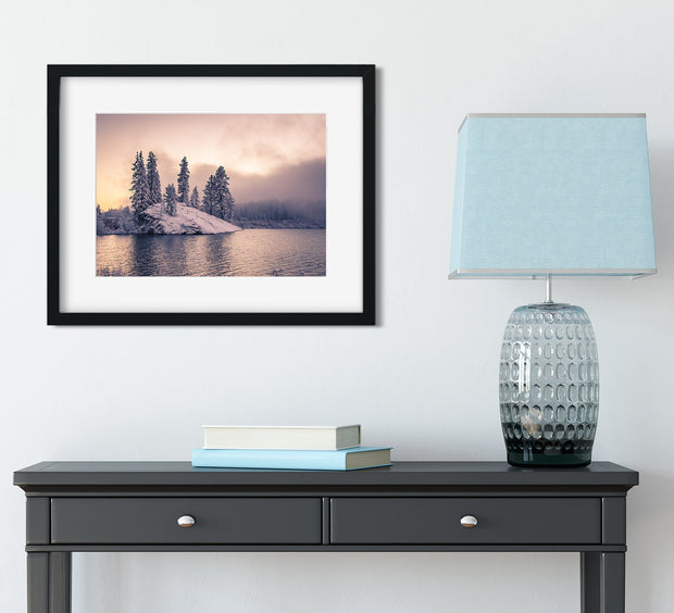 Winter Sunset Photo Print Lake Reflection Nature Photography