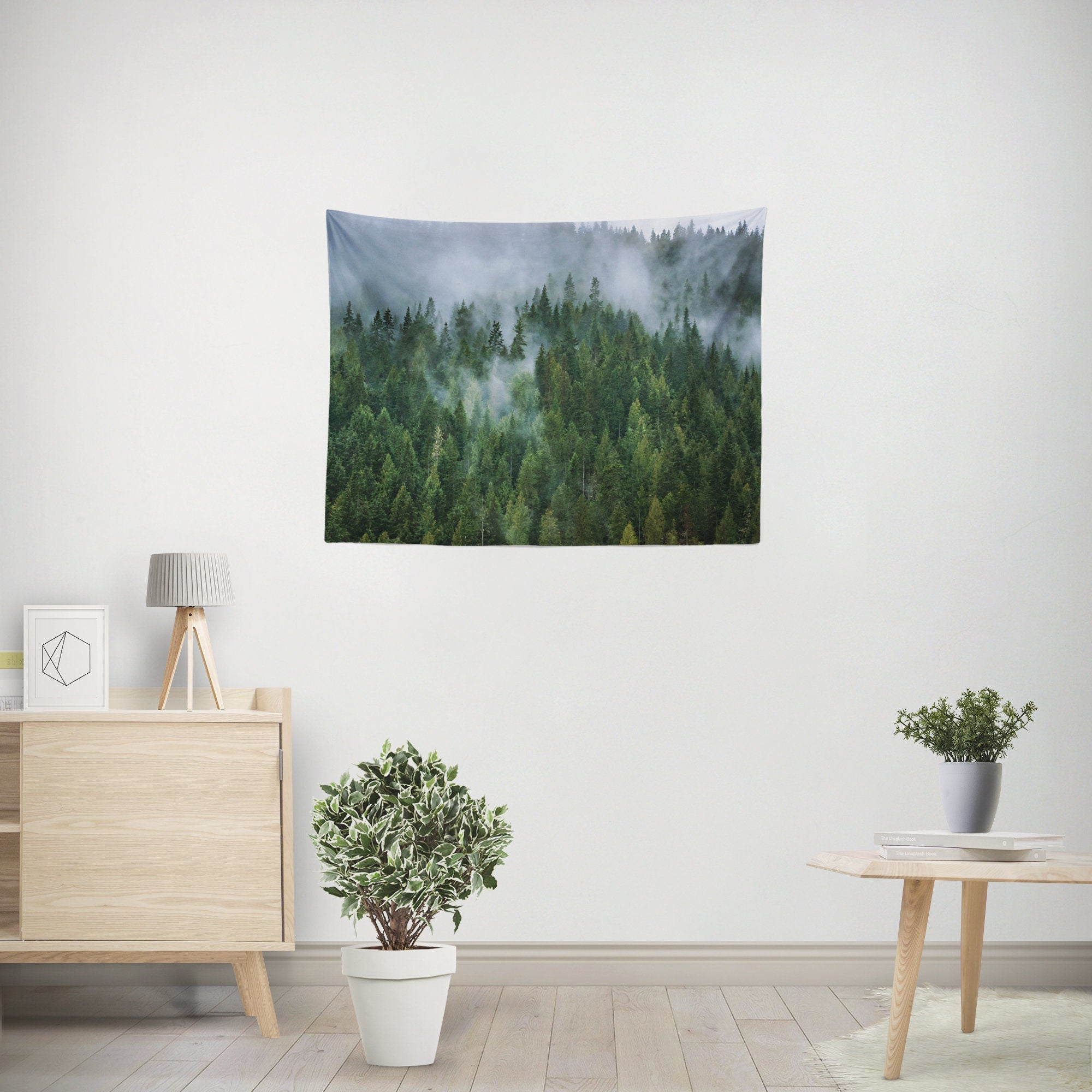 Foggy Forest Wall Tapestry Wilderness Theme Decor -
