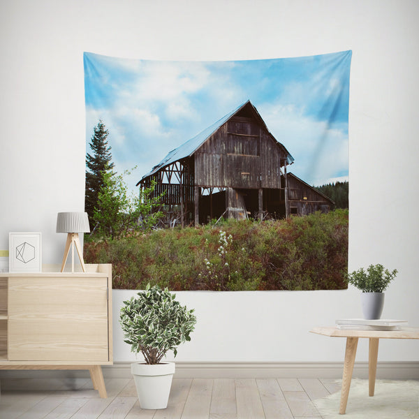 Rustic Barn Farmhouse Wall Tapestry Country Western Themed