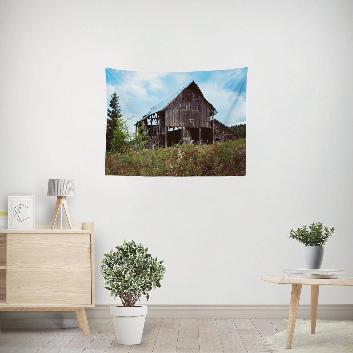 Rustic Barn Farmhouse Wall Tapestry Country Western Themed