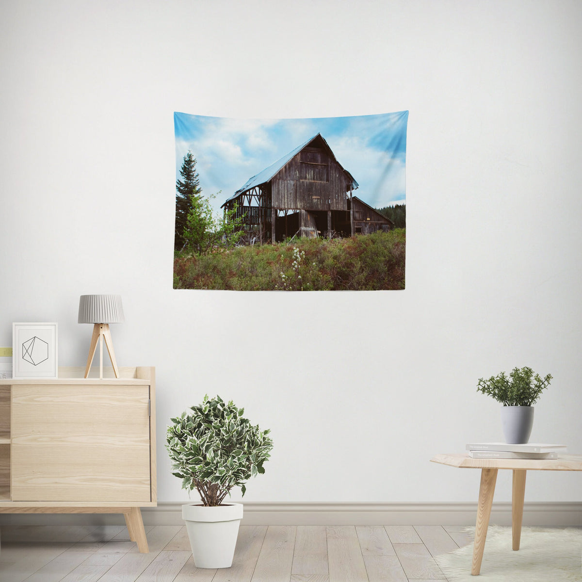 Rustic Barn Farmhouse Wall Tapestry Country Western Themed