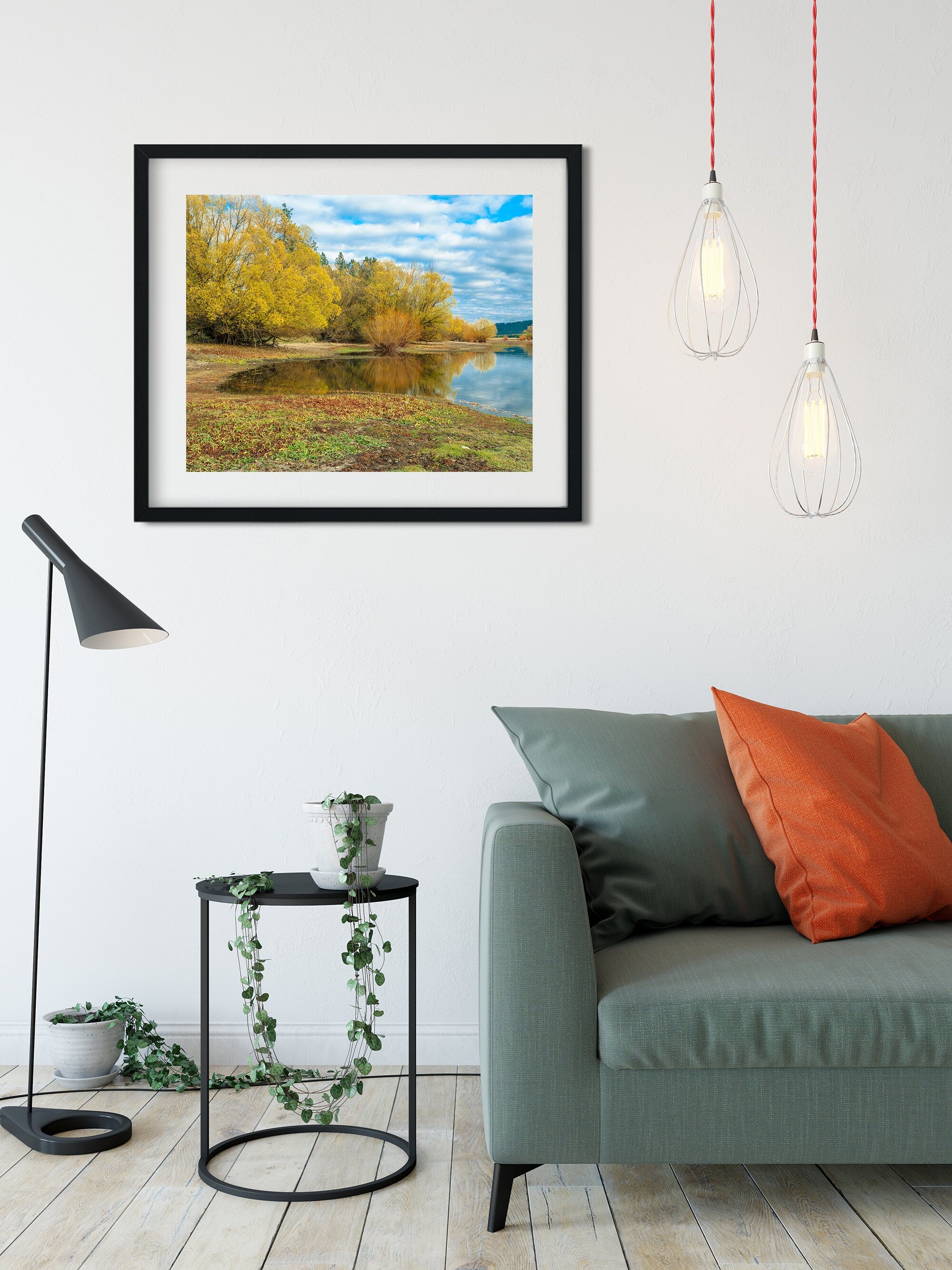 Fall Colors Seasonal Wall Art Autumn Lake Reflections, -