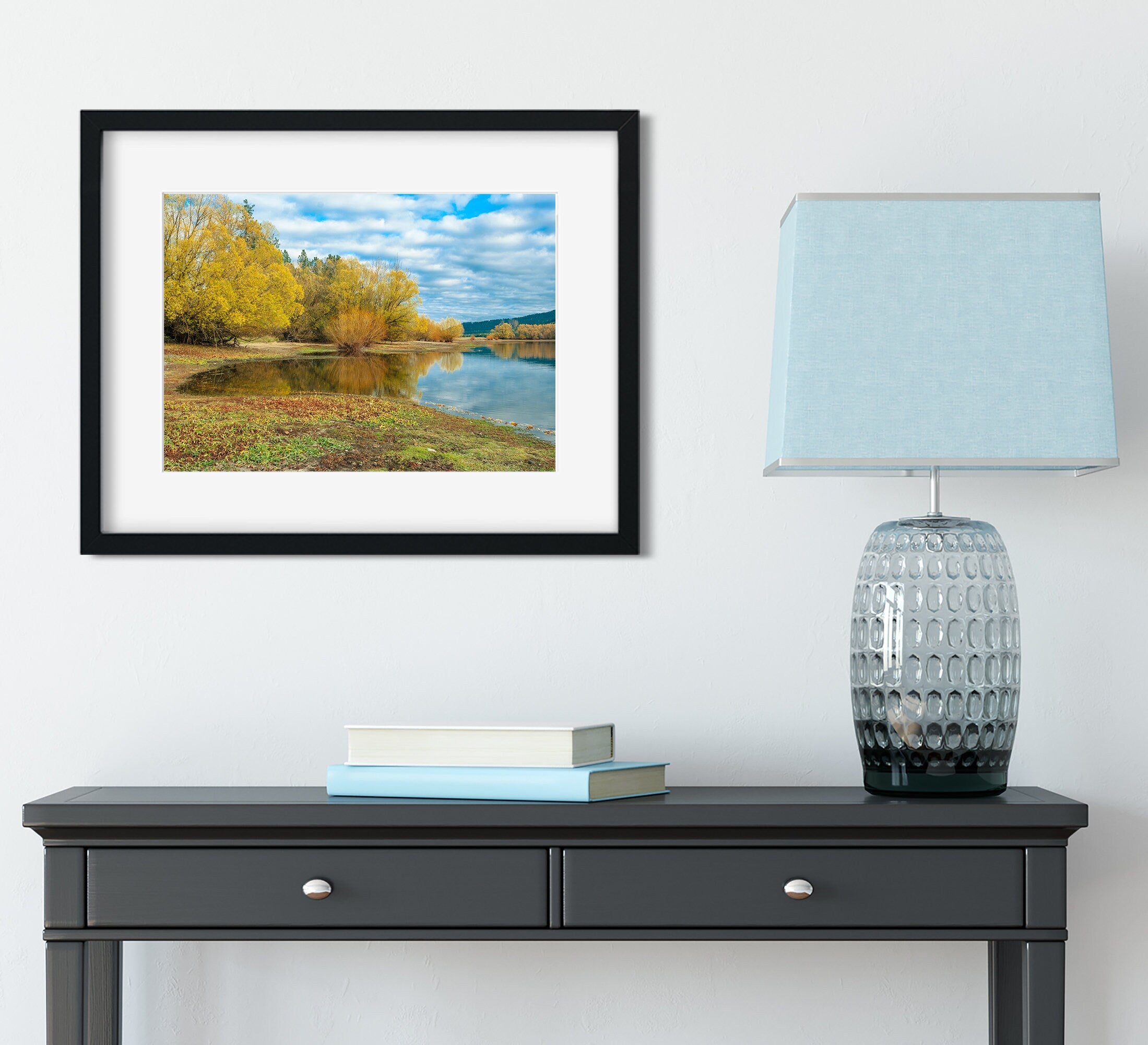 Fall Colors Seasonal Wall Art Autumn Lake Reflections, -