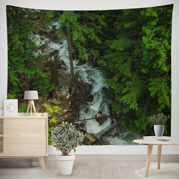 Creek and Forest Wall Tapestry Pacific Northwest -