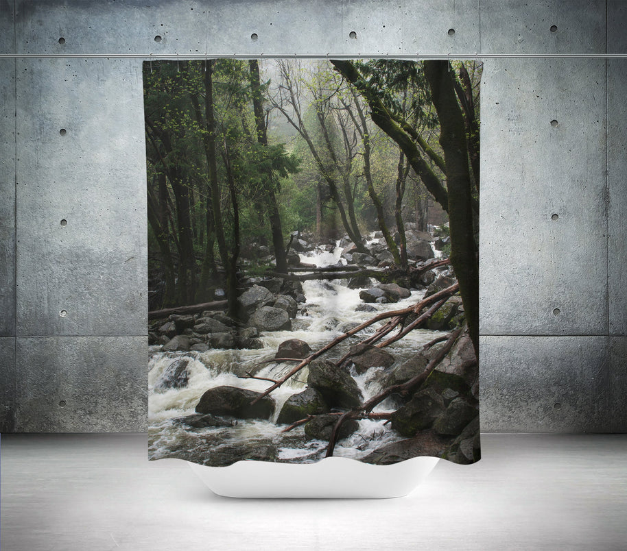 Foggy Creek Nature Shower Curtain 71x74 inch - Yosemite