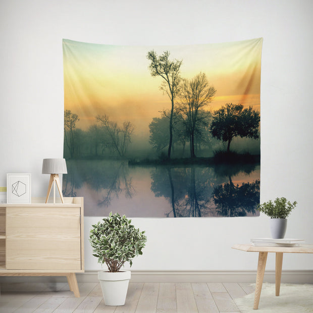 Sunset Wall Tapestry Lake Reflections Louisiana Bayou -