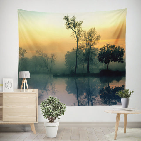 Sunset Wall Tapestry Lake Reflections Louisiana Bayou -