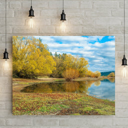 Fall Colors Seasonal Wall Art Autumn Lake Reflections, -
