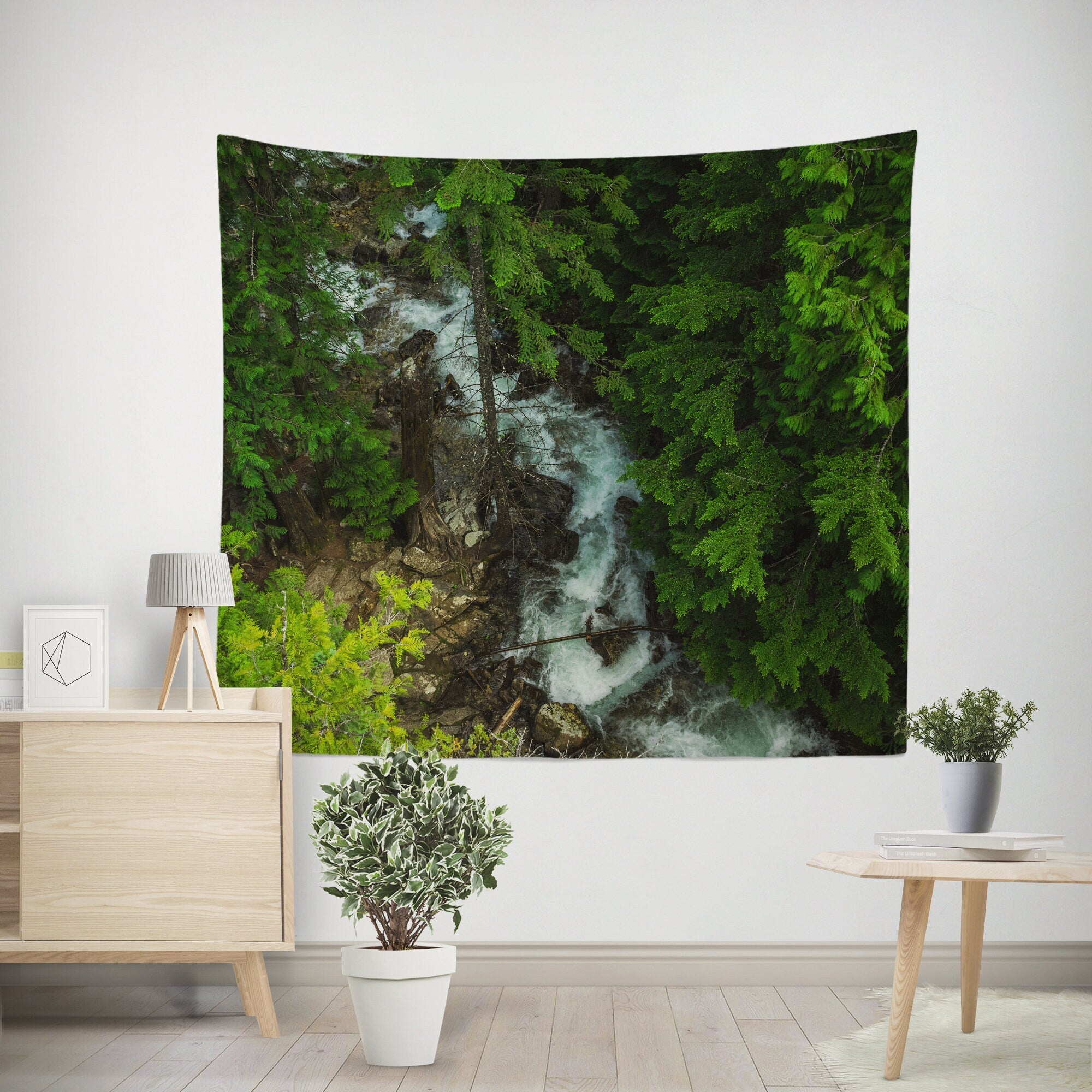 Creek and Forest Wall Tapestry Pacific Northwest -