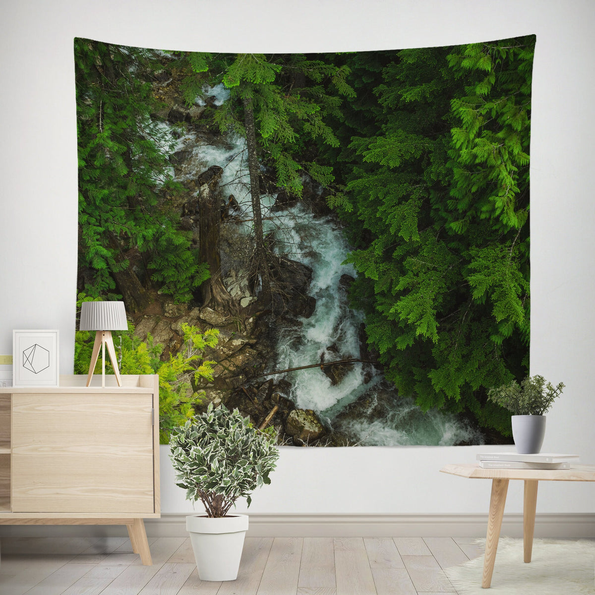 Creek and Forest Wall Tapestry Pacific Northwest -