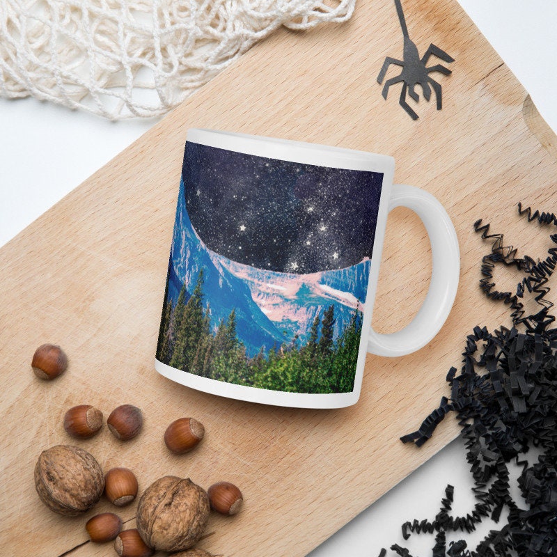 Night Sky Mountain Black Ceramic Mug | Lost Kat Photography