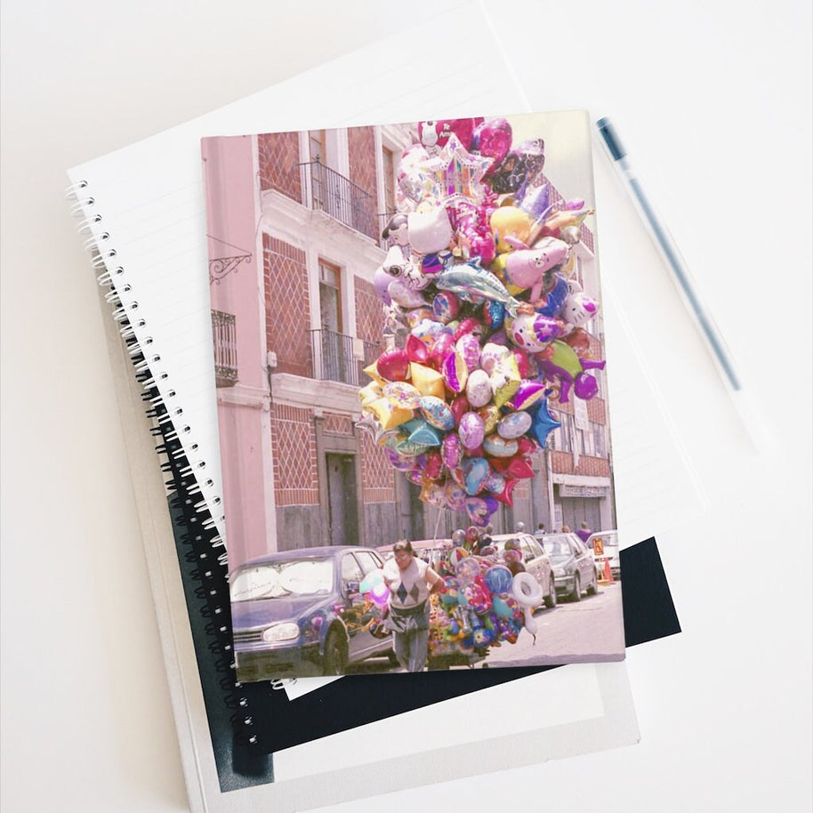 Pink Balloons Notebook - Hard Cover Ruled Line or Blank