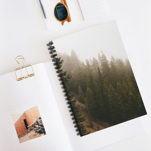 Foggy Forest Notebook - Spiral or Hard Cover Ruled Line -