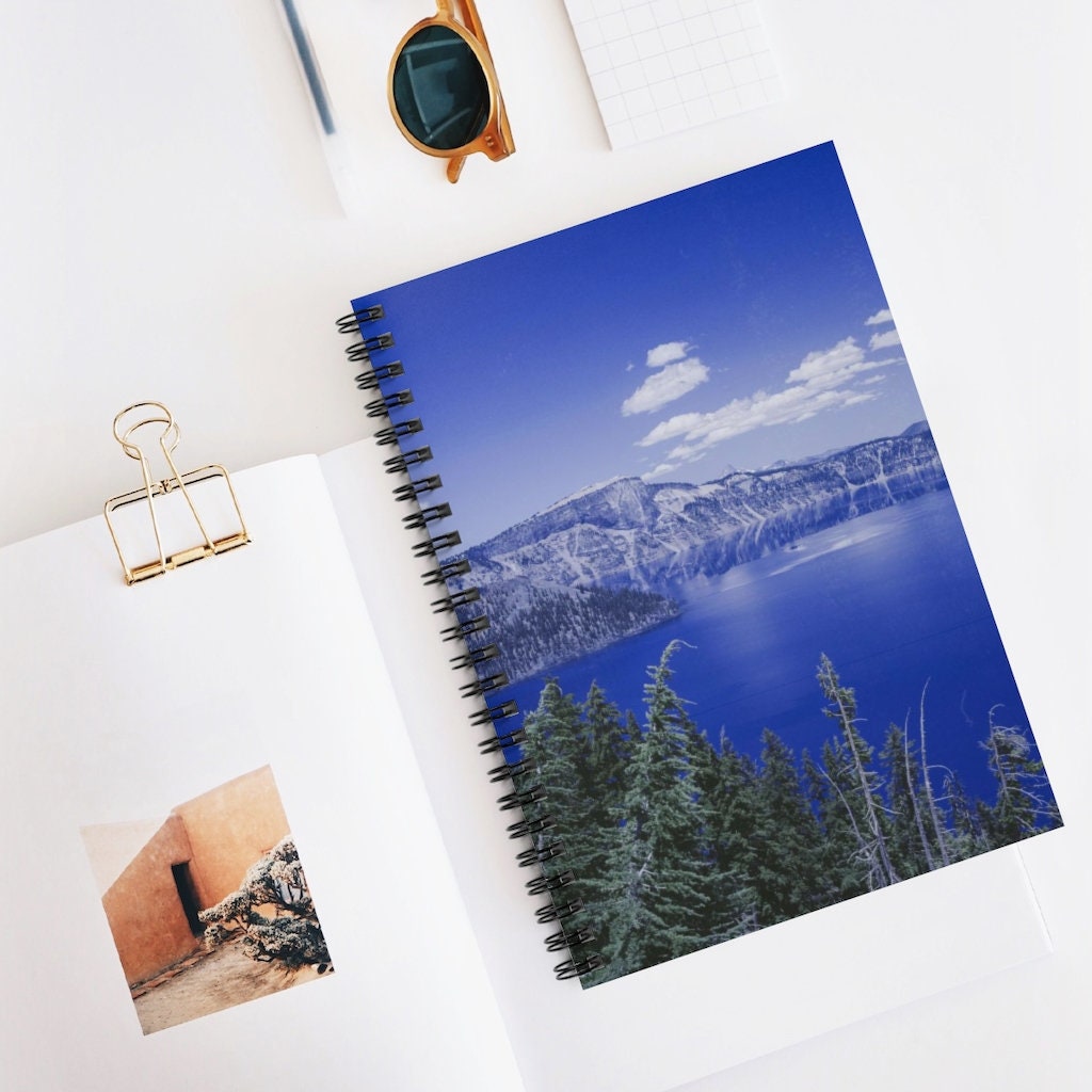 Bright Blue Lake Notebook - Spiral or Hard Cover Ruled Line