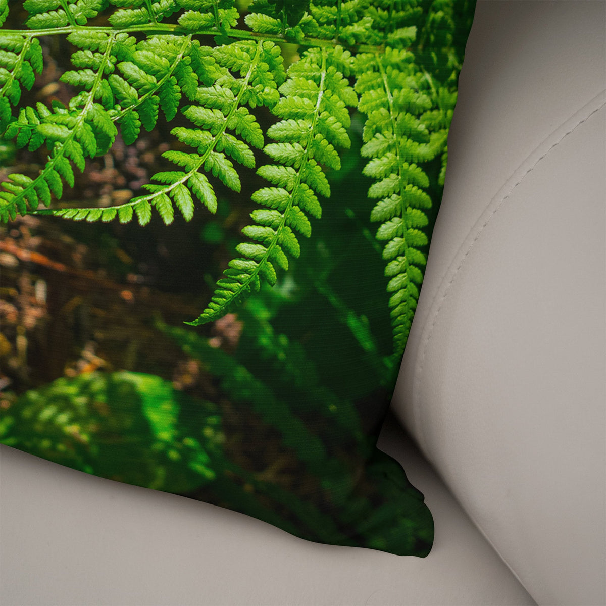 Green Fern Throw Pillow Cover Pacific Northwest Cedar Forest
