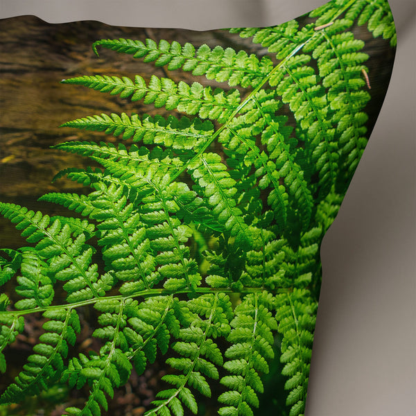 Green Fern Throw Pillow Cover Pacific Northwest Cedar Forest