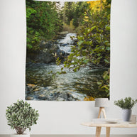 Waterfall in Cedar Forest Tapestry Pacific Northwest Decor -