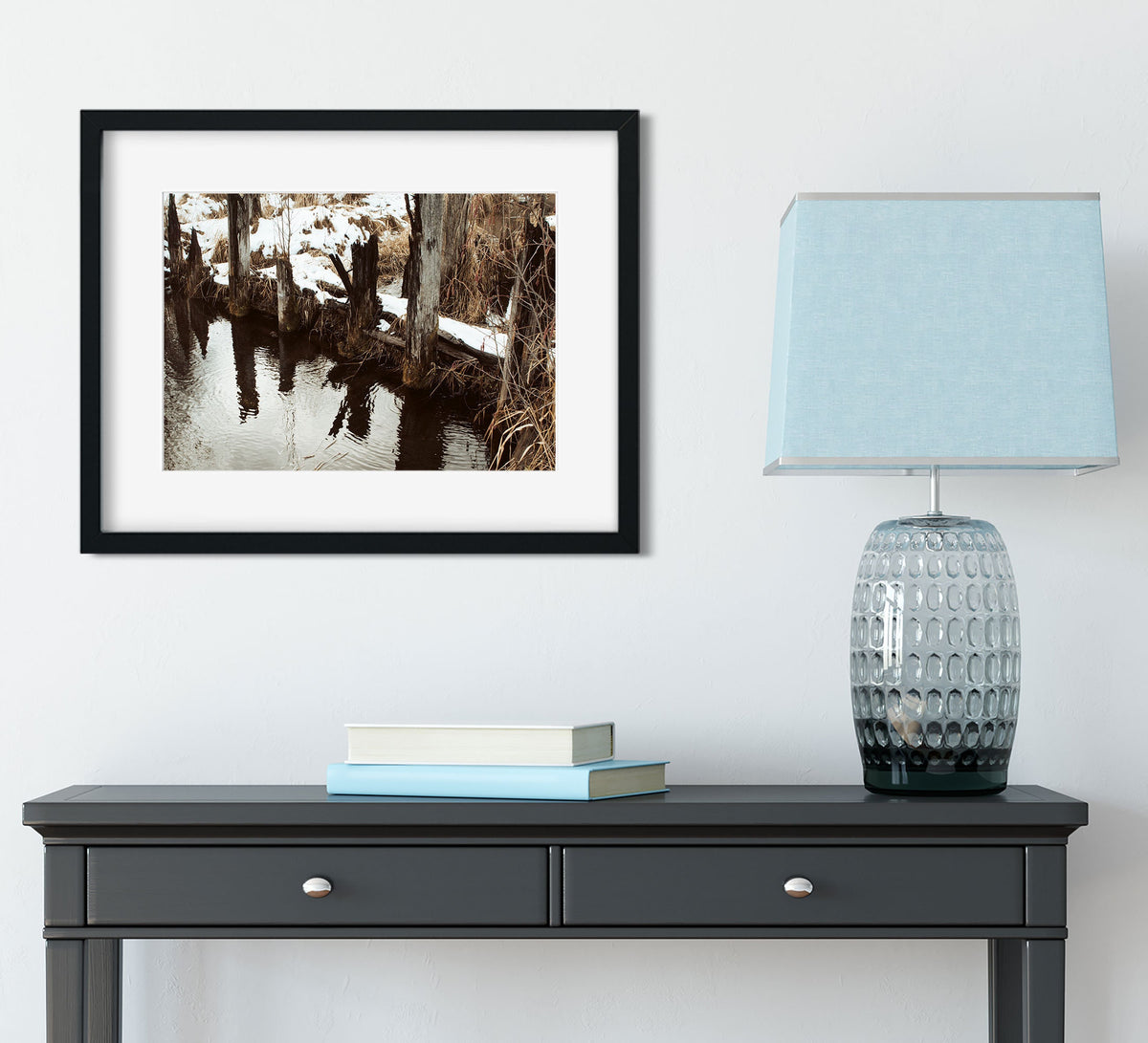 Autumn Log Pond Photo Print Saw Mill Washington -