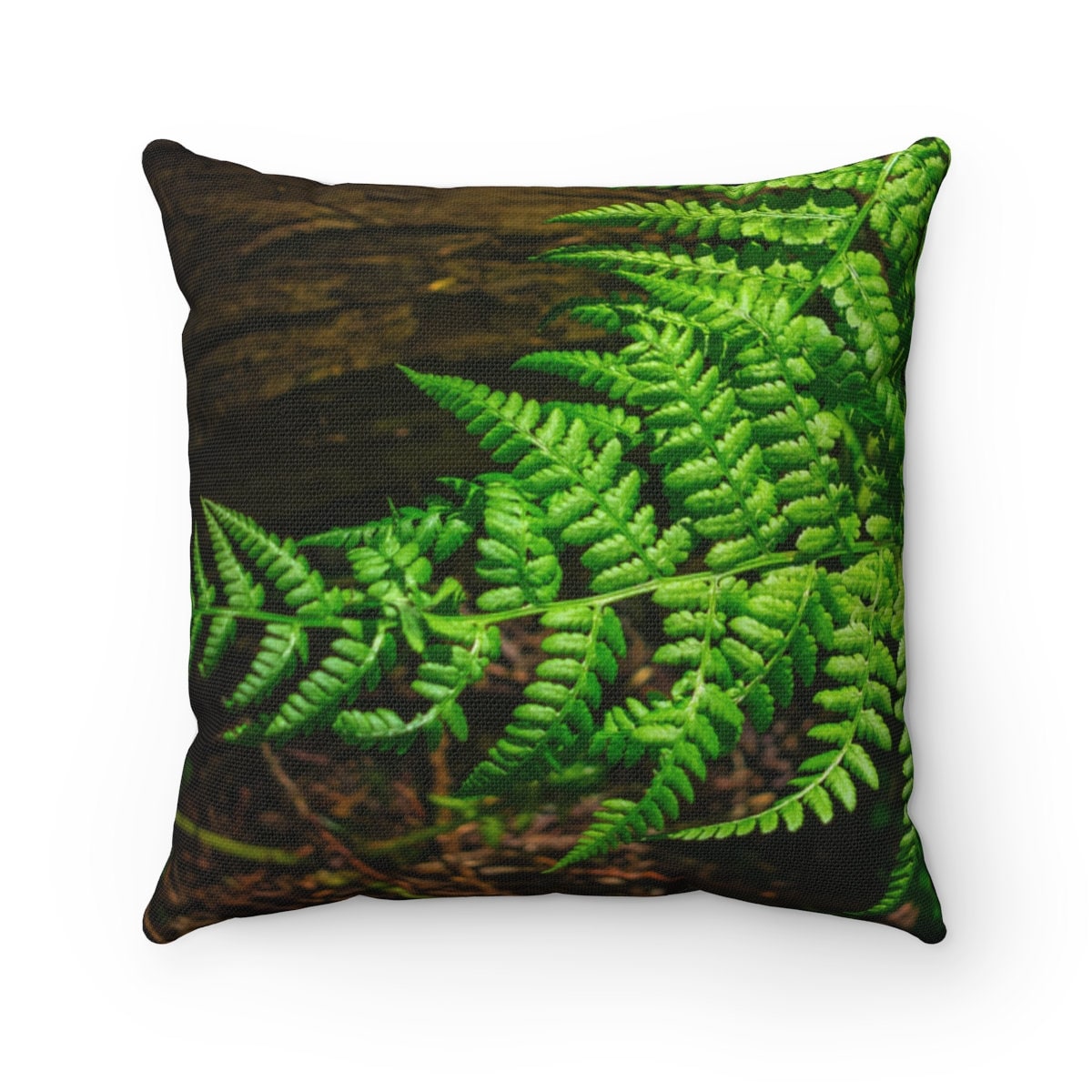 Green Fern Throw Pillow Cover Pacific Northwest Cedar Forest